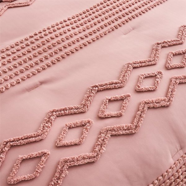 KAKIJUMN Blush Pink Tufted Comforter Set Full Size 7 Piece Bed in a Bag, Shabby Chic Boho Comforter and Sheet Set, All Season Soft Microfiber Complete Bedding Set(Pink,Full) - Image 6
