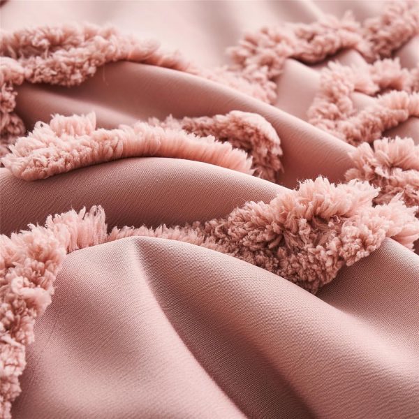 KAKIJUMN Blush Pink Tufted Comforter Set Full Size 7 Piece Bed in a Bag, Shabby Chic Boho Comforter and Sheet Set, All Season Soft Microfiber Complete Bedding Set(Pink,Full) - Image 7