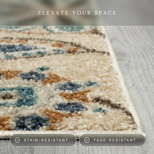 Maples Rugs Reggie Floral Kitchen Rug - Made in USA - Washable, Non Slip Indoor Carpet for Entryway, Foyer, Kitchen, and Bathroom, 1'8 x 2'10, Beige - Image 5