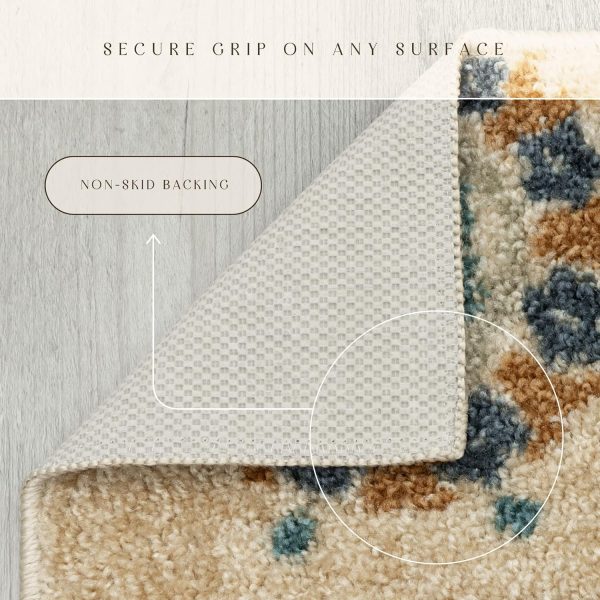 Maples Rugs Reggie Floral Kitchen Rug - Made in USA - Washable, Non Slip Indoor Carpet for Entryway, Foyer, Kitchen, and Bathroom, 1'8 x 2'10, Beige - Image 6